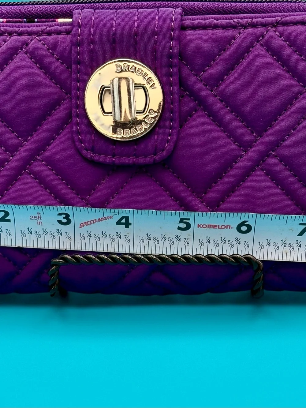 Vera Bradley Quilted Purple Zip Wallet with Turn-Lock Detail